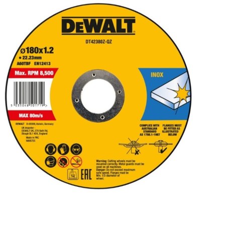 DEWALT TARCZA METAL 180x1,6mm INOX DEWALT TARCZA METAL 180x1,6mm INOX