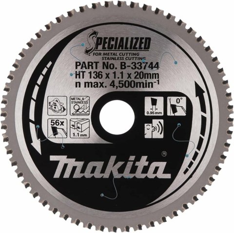 MAKITA PIŁA TARCZOWA 136x20x56z SPECJALIZED METAL/STAL NIERDZEWNA MAKITA PIŁA TARCZOWA 136x20x56z SPECJALIZED METAL/STAL NIERDZEWNA