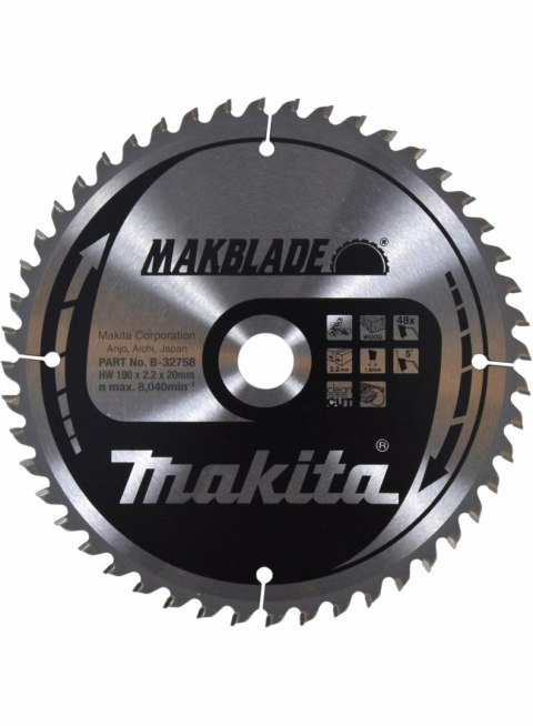 MAKITA PIŁA TARCZOWA 190x30x48z MAKBLADE DREWNO MAKITA PIŁA TARCZOWA 190x30x48z MAKBLADE DREWNO