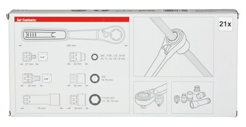 MAKITA ZEST.NASADEK+KLUCZ Z ADAPTEREM 1/4" 3/8" 21el MAKITA ZEST.NASADEK+KLUCZ Z ADAPTEREM 1/4" 3/8" 21el