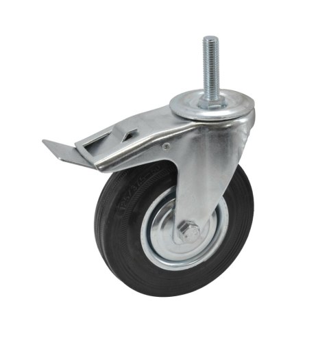 AWTOOLS KOŁO SKRĘTNE CZARNA GUMA HAMULEC TRZPIEŃ GWINTOWANY 125mm AWTOOLS KOŁO SKRĘTNE CZARNA GUMA HAMULEC TRZPIEŃ GWINTOWANY 125mm