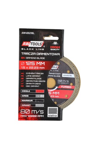 AWTOOLS TARCZA DIAMENTOWA 125x22,2 / TURBO CIENKA BLACK LINE