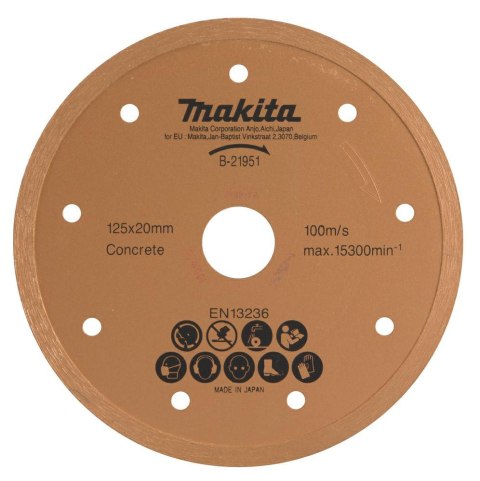 MAKITA TARCZA DIAMENTOWA 125x20mm PEŁNA (NA MOKRO) BETON, CEGŁA MAKITA TARCZA DIAMENTOWA 125x20mm PEŁNA (NA MOKRO) BETON, CEGŁA