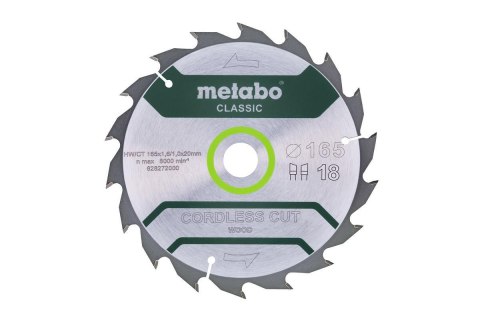 METABO PIŁA TARCZOWA HW/CT 165x20x18z CORDLESS CUT WOOD CLASSIC METABO PIŁA TARCZOWA HW/CT 165x20x18z CORDLESS CUT WOOD CLASSIC