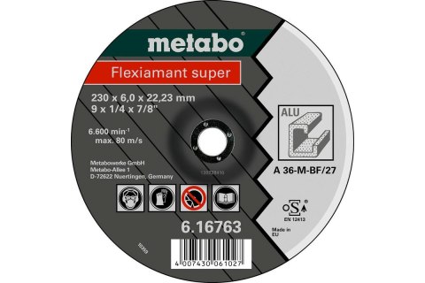 METABO TARCZA SZLIFIERSKA 125×6,0×22,2mm DO ALUMINIUM (WYPUKŁA) METABO TARCZA SZLIFIERSKA 125×6,0×22,2mm DO ALUMINIUM (WYPUKŁA)