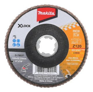 MAKITA ŚCIERNICA LISTKOWA ECONOMY 125x22,23mm P120 X-LOCK METAL, STAL NIERDZEWNA