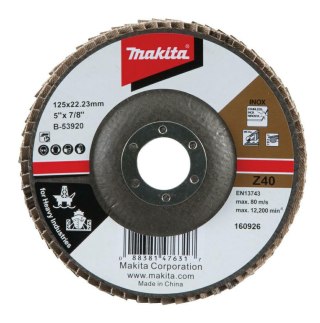 MAKITA ŚCIERNICA LISTKOWA PRZEMYSŁOWA 125x22,23mm P 40 METAL, STAL NIERDZEWNA