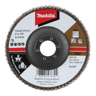MAKITA ŚCIERNICA LISTKOWA PRZEMYSŁOWA 125x22,23mm P 60 METAL, STAL NIERDZEWNA