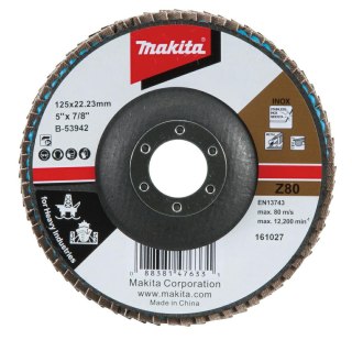 MAKITA ŚCIERNICA LISTKOWA PRZEMYSŁOWA 125x22,23mm P 80 METAL, STAL NIERDZEWNA