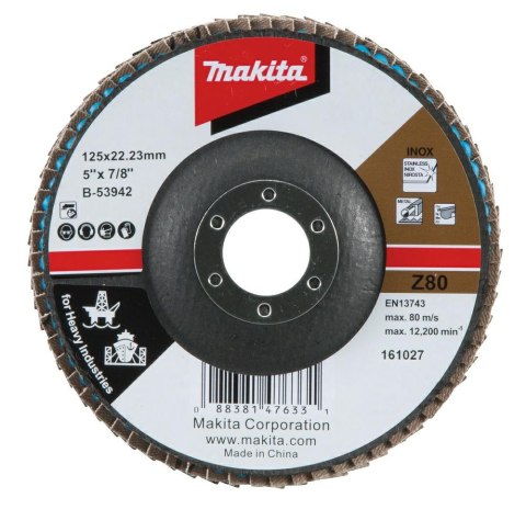 MAKITA ŚCIERNICA LISTKOWA PRZEMYSŁOWA 125x22,23mm P 80 METAL, STAL NIERDZEWNA MAKITA ŚCIERNICA LISTKOWA PRZEMYSŁOWA 125x22,23mm P 80 METAL, STAL NIERDZEWNA