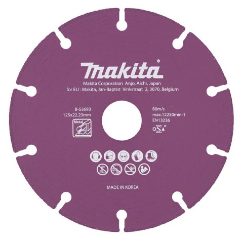 MAKITA TARCZA DIAMENTOWA 125x22,23mm SEGMENT/UNIWERSALNA STAL, INOX, PVC, BETON, ZAPRAW MAKITA TARCZA DIAMENTOWA 125x22,23mm SEGMENT/UNIWERSALNA STAL, INOX, PVC, BETON, ZAPRAW