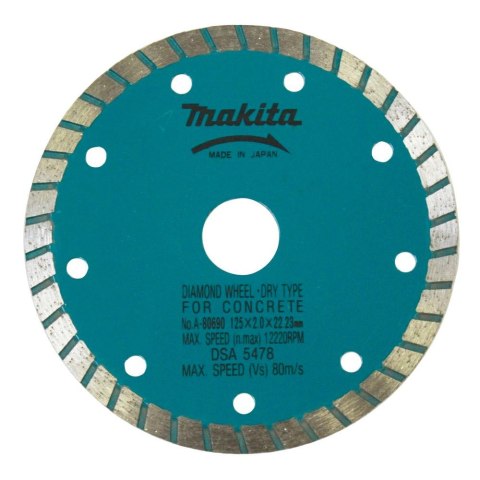 MAKITA TARCZA DIAMENTOWA 125x22,23mm TURBO (NA SUCHO) PŁYTKI MAKITA TARCZA DIAMENTOWA 125x22,23mm TURBO (NA SUCHO) PŁYTKI