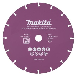 MAKITA TARCZA DIAMENTOWA 230x22,23mm SEGMENT/UNIWERSALNA STAL, INOX, PVC, BETON, ZAPRAW