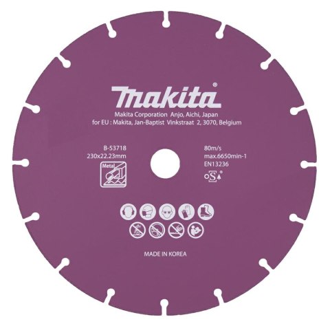MAKITA TARCZA DIAMENTOWA 230x22,23mm SEGMENT/UNIWERSALNA STAL, INOX, PVC, BETON, ZAPRAW MAKITA TARCZA DIAMENTOWA 230x22,23mm SEGMENT/UNIWERSALNA STAL, INOX, PVC, BETON, ZAPRAW