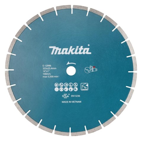 MAKITA TARCZA DIAMENTOWA 355x25,4mm SEGMENT (NA SUCHO)