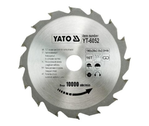 YATO PIŁA TARCZOWA WIDIOWA 140x20mm 16-ZĘBÓW 6052 YATO PIŁA TARCZOWA WIDIOWA 140x20mm 16-ZĘBÓW 6052