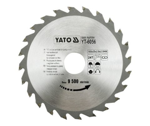 YATO PIŁA TARCZOWA WIDIOWA 160x30mm 24-ZĘBY 6056 YATO PIŁA TARCZOWA WIDIOWA 160x30mm 24-ZĘBY 6056