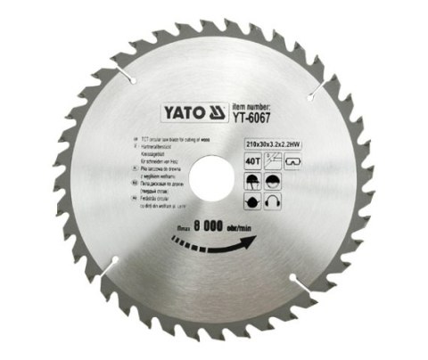 YATO PIŁA TARCZOWA WIDIOWA 210x30mm 40-ZĘBÓW 6067 YATO PIŁA TARCZOWA WIDIOWA 210x30mm 40-ZĘBÓW 6067