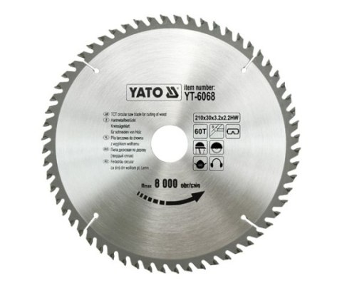 YATO PIŁA TARCZOWA WIDIOWA 210x30mm 60-ZĘBÓW 6068 YATO PIŁA TARCZOWA WIDIOWA 210x30mm 60-ZĘBÓW 6068