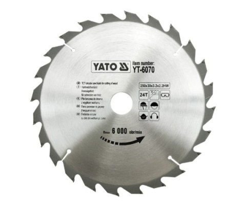 YATO PIŁA TARCZOWA WIDIOWA 250x30mm 24-ZĘBY 6070 YATO PIŁA TARCZOWA WIDIOWA 250x30mm 24-ZĘBY 6070