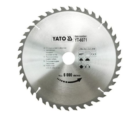 YATO PIŁA TARCZOWA WIDIOWA 250x30mm 40-ZĘBÓW 6071 YATO PIŁA TARCZOWA WIDIOWA 250x30mm 40-ZĘBÓW 6071