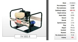 FOGO GENERATOR PRĄDOTWÓRCZY PRZENOŚNY FH 5001 230V 4,5kW, HONDA