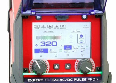 SPAWARKA ALU 400V 320A 60% EXPERT TIG 322 AC/DC PULSE LCD Pro7 IDEAL