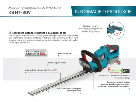 KÖNNER & SÖHNEN NOŻYCE DO ŻYWOPŁOTU AKUMULATOROWE HT-20V KÖNNER & SÖHNEN NOŻYCE DO ŻYWOPŁOTU AKUMULATOROWE HT-20V