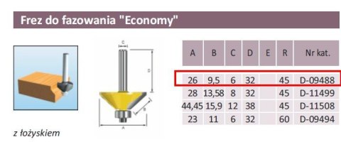 FREZ DO FAZOWANIA 45`/26/6mm ECONOMY FREZ DO FAZOWANIA 45`/26/6mm ECONOMY