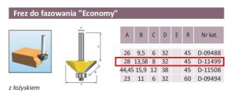 FREZ DO FAZOWANIA 45`/28/8mm ECONOMY