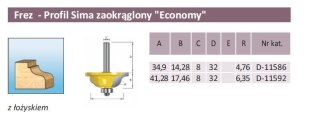 FREZ KSZTAŁTOWY ŁOŻ. 34,9/8mm PROFIL SIMA ZAOKRĄGLONY ECO