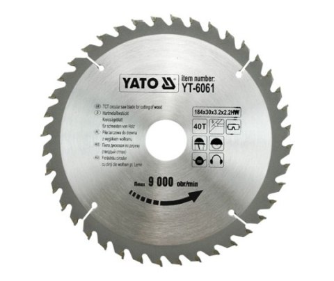 YATO PIŁA TARCZOWA WIDIOWA 184x30mm 40-ZĘBÓW 6061 YATO PIŁA TARCZOWA WIDIOWA 184x30mm 40-ZĘBÓW 6061