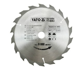 YATO PIŁA TARCZOWA WIDIOWA 185x20mm 18-ZĘBÓW 6063