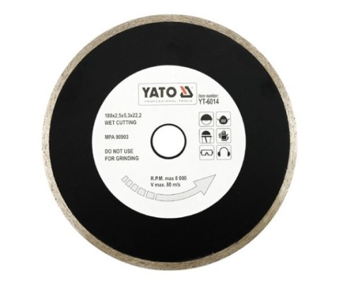 YATO TARCZA DIAMENTOWA PEŁNA 180 x 22,2mm 6014 YATO TARCZA DIAMENTOWA PEŁNA 180 x 22,2mm 6014