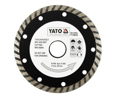 YATO TARCZA DIAMENTOWA TURBO 125 x 22,2mm 6023 YATO TARCZA DIAMENTOWA TURBO 125 x 22,2mm 6023