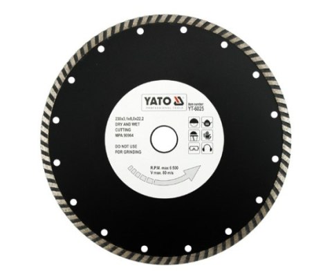 YATO TARCZA DIAMENTOWA TURBO 230 x 22,2mm 6025 YATO TARCZA DIAMENTOWA TURBO 230 x 22,2mm 6025