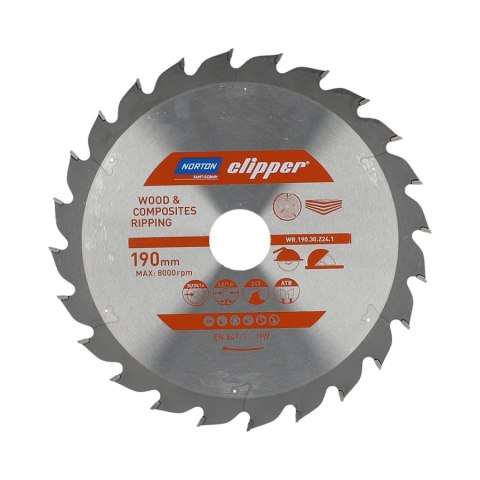 NORTON PIŁA TARCZOWA 190mm x 30mm x 24z DREWNO I KOMPOZYTY ATB (2,8 / 1,8) NORTON PIŁA TARCZOWA 190mm x 30mm x 24z DREWNO I KOMPOZYTY ATB (2,8 / 1,8)