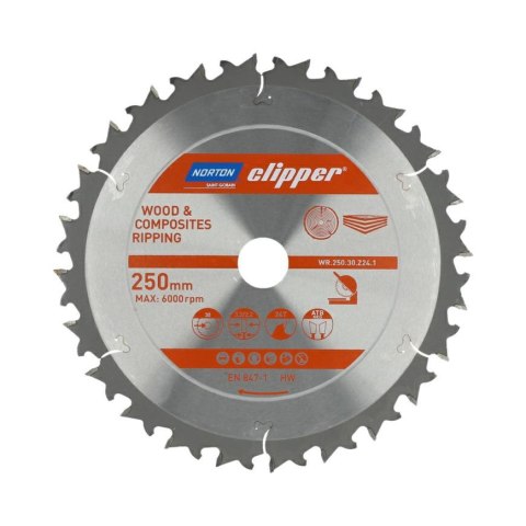 NORTON PIŁA TARCZOWA 250mm x 30mm x 24z DREWNO I KOMPOZYTY ATB Neg (3,2 / 2,2)