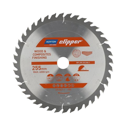 NORTON PIŁA TARCZOWA 255mm x 30mm x 40z DREWNO I KOMPOZYTY ATB (3,2 / 2,2) NORTON PIŁA TARCZOWA 255mm x 30mm x 40z DREWNO I KOMPOZYTY ATB (3,2 / 2,2)