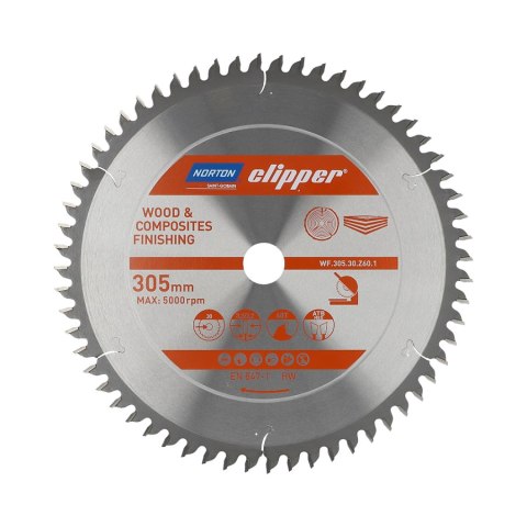 NORTON PIŁA TARCZOWA 305mm x 30mm x 60z DREWNO I KOMPOZYTY ATB Neg (3,2 / 2,2) NORTON PIŁA TARCZOWA 305mm x 30mm x 60z DREWNO I KOMPOZYTY ATB Neg (3,2 / 2,2)