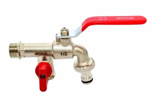 AWTOOLS KRAN OGRODOWY MOSIĄDZ NIKLOWANY PODWÓJNY 1/2" GWINT ZEWNĘTRZNY 2x3/4"