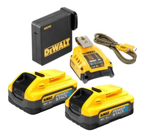 DEWALT ŁADOWARKA / ADAPTER USB +2x5,0Ah POWER STACK DEWALT ŁADOWARKA / ADAPTER USB +2x5,0Ah POWER STACK