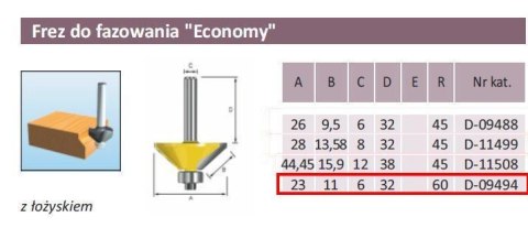 FREZ DO FAZOWANIA 60`/23/6mm ECONOMY FREZ DO FAZOWANIA 60`/23/6mm ECONOMY