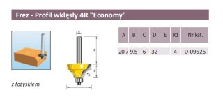 FREZ KSZTAŁTOWY WKLĘSŁY R 4/6mm