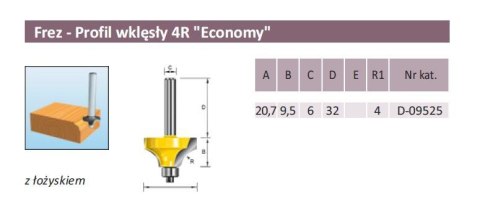 FREZ KSZTAŁTOWY WKLĘSŁY R 4/6mm