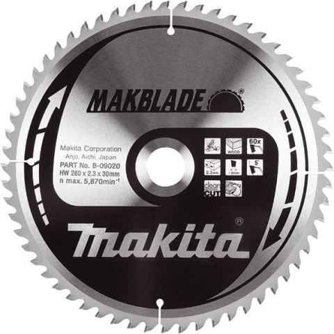 PIŁA TARCZOWA 260x30mm 80-ZĘBÓW MAKBLADE >>>B-32845 PIŁA TARCZOWA 260x30mm 80-ZĘBÓW MAKBLADE >>>B-32845