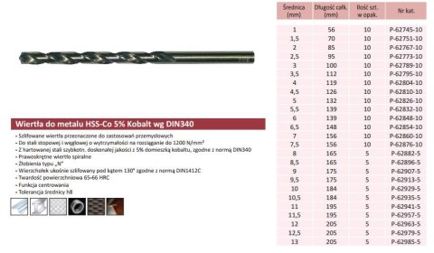 WIERTŁO DO METALU HSS-CO 8,0 x 165mm LONG WIERTŁO DO METALU HSS-CO 8,0 x 165mm LONG