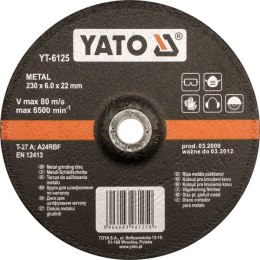 YATO TARCZA DO SZLIFOWANIA METALU 125x8,0x22mm 6126