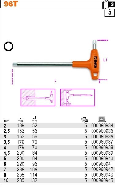 BETA KLUCZ IMBUSOWY / TRZPIENIOWY KĄTOWE Z RĘKOJEŚCIĄ 2,5mm BETA KLUCZ IMBUSOWY / TRZPIENIOWY KĄTOWE Z RĘKOJEŚCIĄ 2,5mm