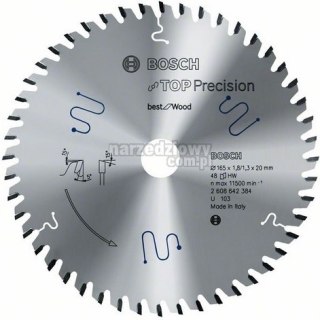 BOSCH PIŁA TARCZOWA MULTIMATERIAL TOP PRECISION 165x20mm 48-ZĘBÓW